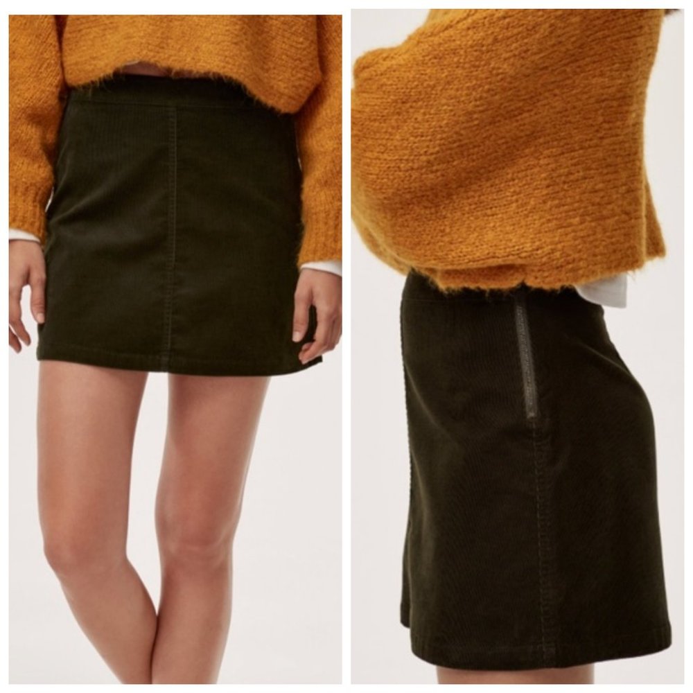 ARITZIA WILFRED FREE Black Corduroy Mini Skirt - Picture 1 of 8